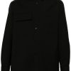 Jil Sander chest-pockets Wool Shirt Black Maison-Kitsune Men Shirts