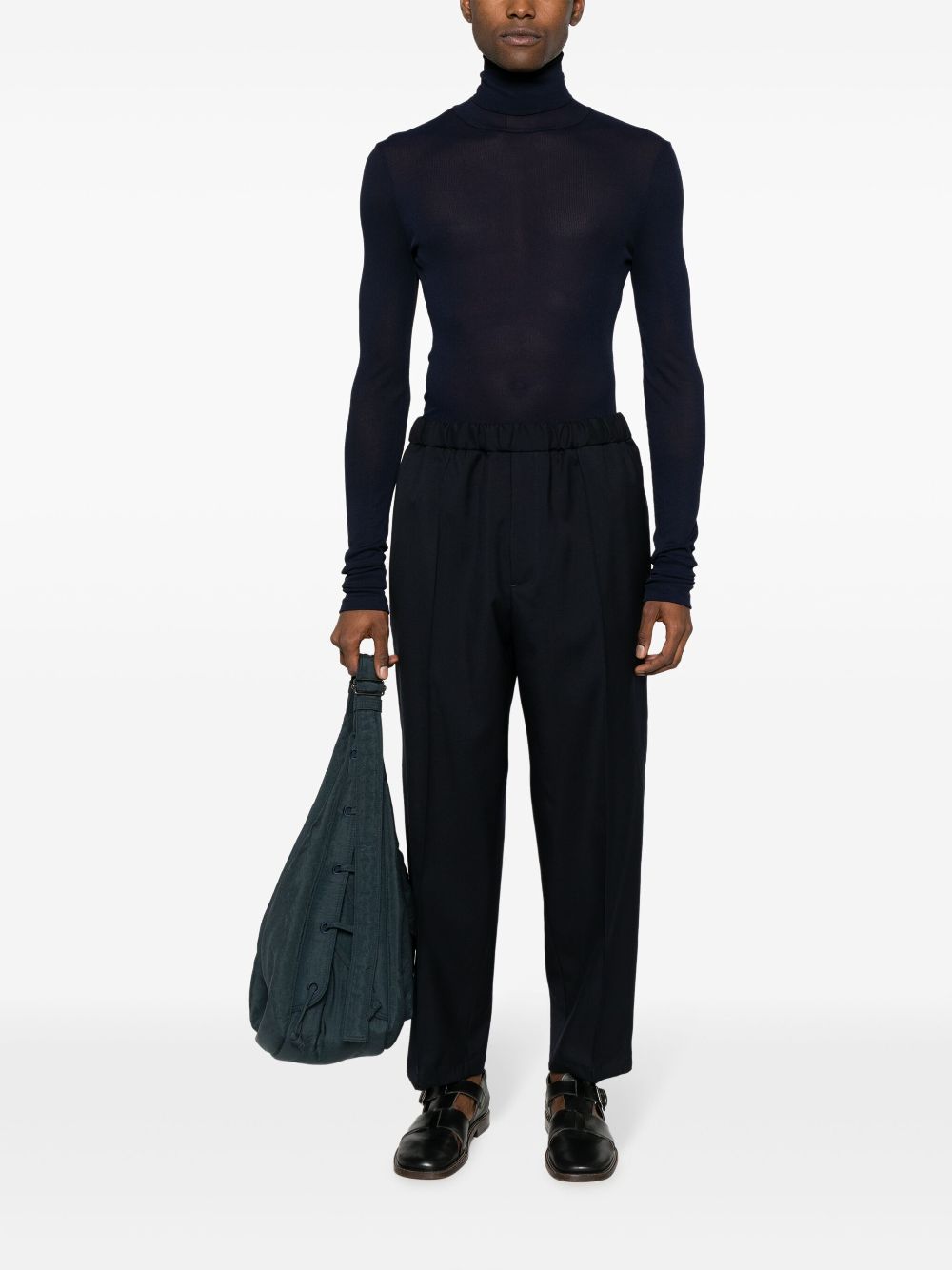 Men Tailored Pants Maison-Kitsune Jil Sander elasticated-waistband Trousers Blue