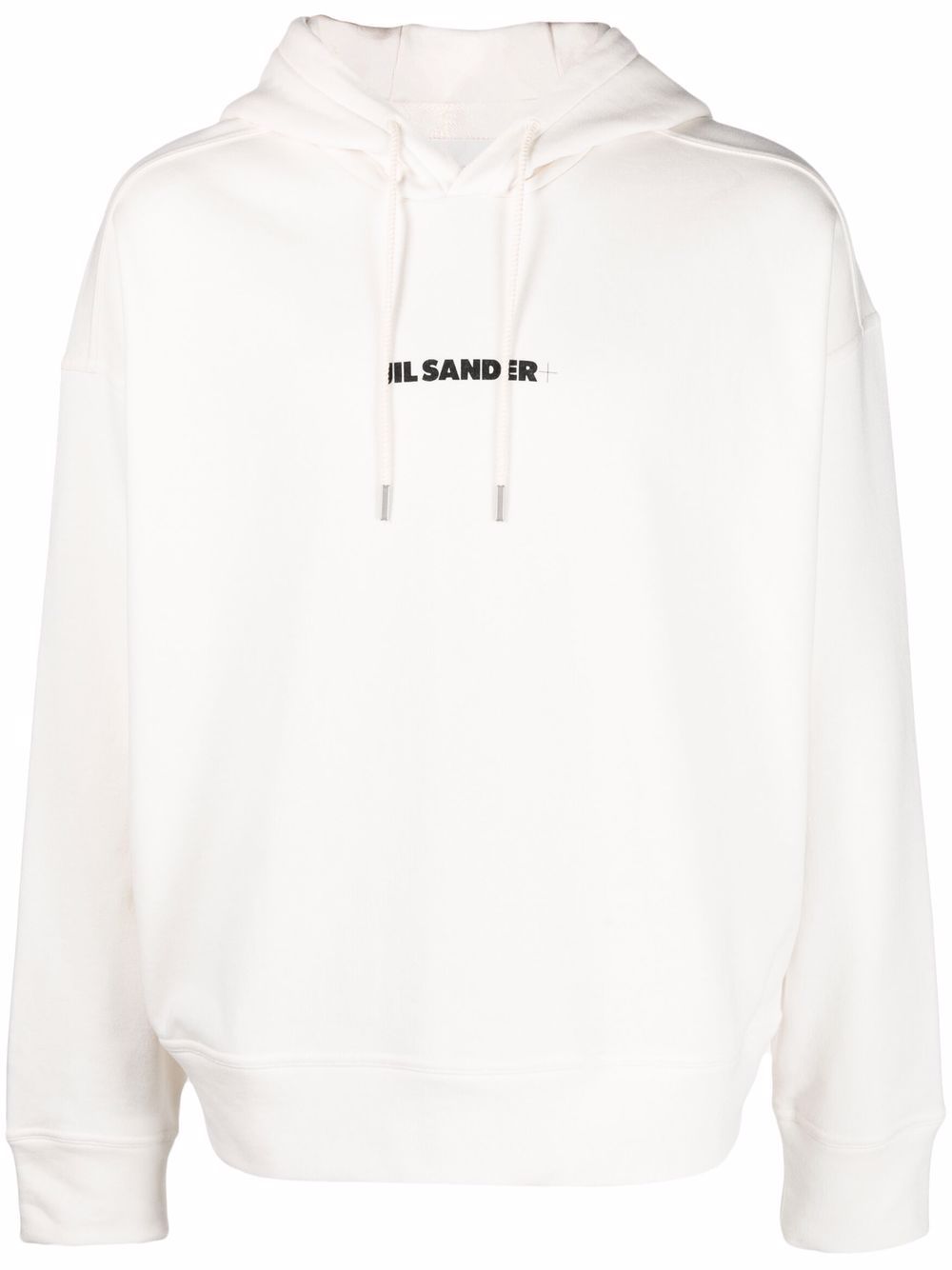 Maison-Kitsune Hoodies Men Jil Sander Logo Print Cotton Hoodie White