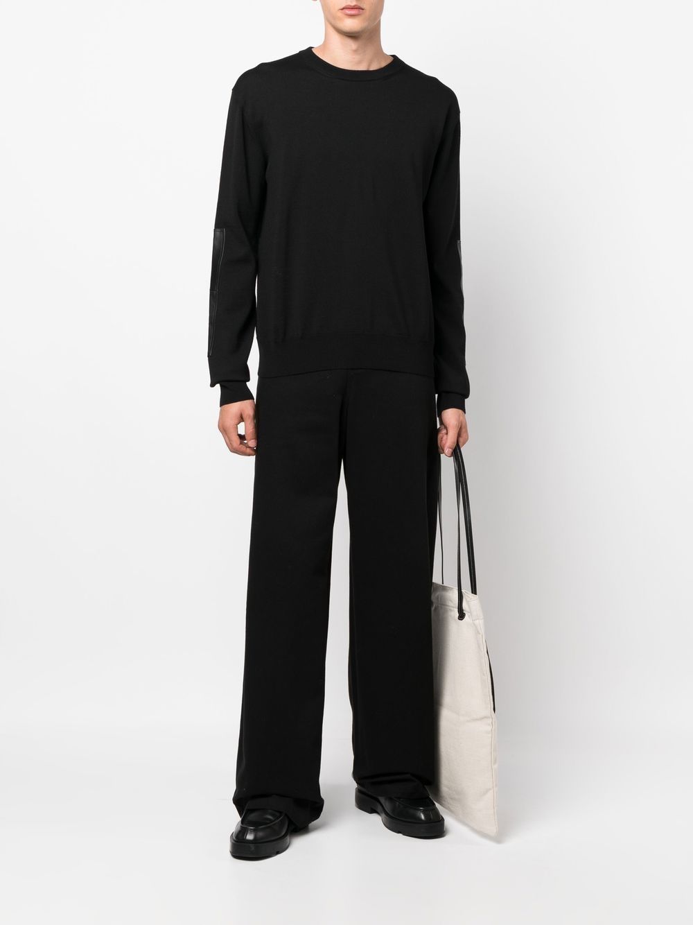 Jil Sander elbow-patch Detail Jumper Black Men Knitted Sweaters Maison-Kitsune