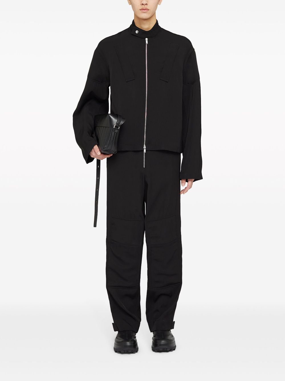 Jil Sander zip-up Biker Jacket Black Maison-Kitsune Men Biker Jackets