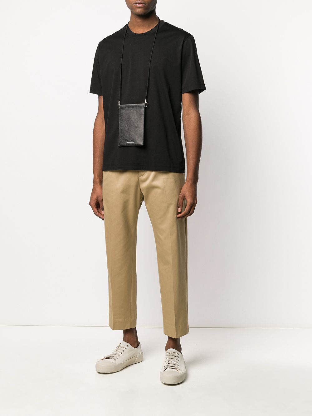 Jil Sander Crew Neck Cotton T-shirt Black Men T-Shirts Maison-Kitsune