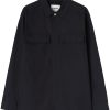 Maison-Kitsune Shirts Men Jil Sander logo-tag Cotton Shirt Blue