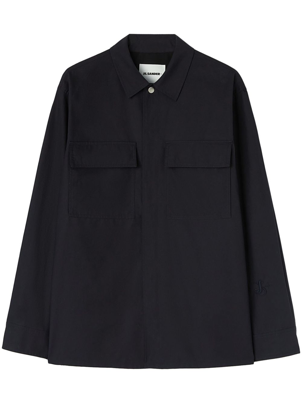 Maison-Kitsune Shirts Men Jil Sander logo-tag Cotton Shirt Blue