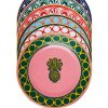 Men Tableware Maison-Kitsune La DoubleJ Pineapple-print Porcelain Desert Plates (set Of 6) Pink
