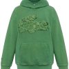 Men Hoodies Maison-Kitsune Lacoste x Lemarié petal-appliqué Hoodie Green