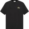 Maison-Kitsune T-Shirts Men Lacoste logo-embroidered T-shirt Black
