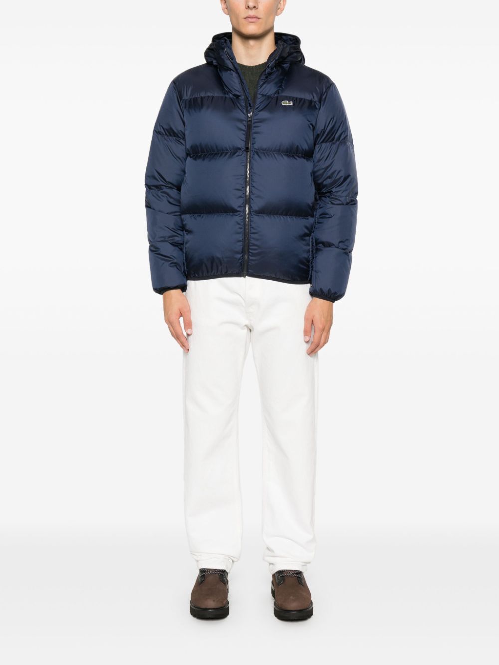Maison-Kitsune Down Jackets Men Lacoste Hooded Padded Jacket Blue