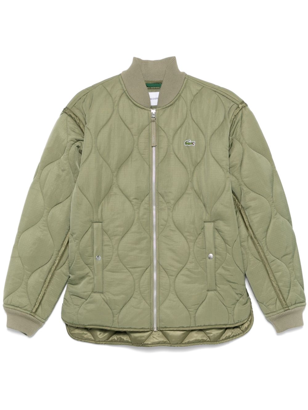 Maison-Kitsune Down Jackets Men Lacoste logo-embroidered Waterproof Jacket Green