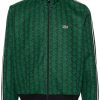 Maison-Kitsune Sweatshirts Men Lacoste monogram-jacquard Zipped Sweatshirt Green