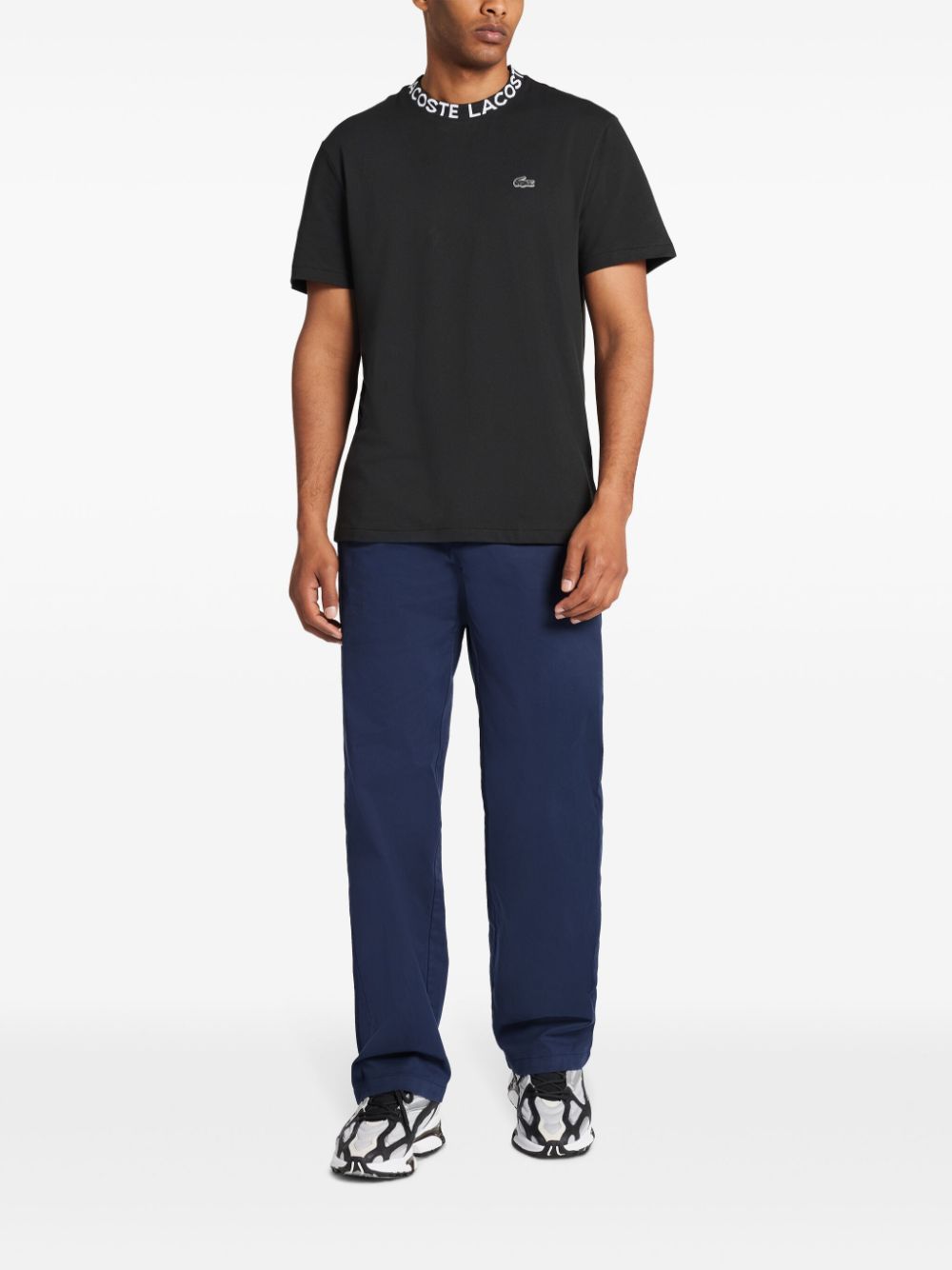 Maison-Kitsune Lacoste logo-collar Cotton Piqué T-shirt Black Men T-Shirts