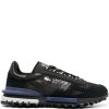 Men Low-Tops Maison-Kitsune Lacoste Elite Active Textile Leather Sneakers Black