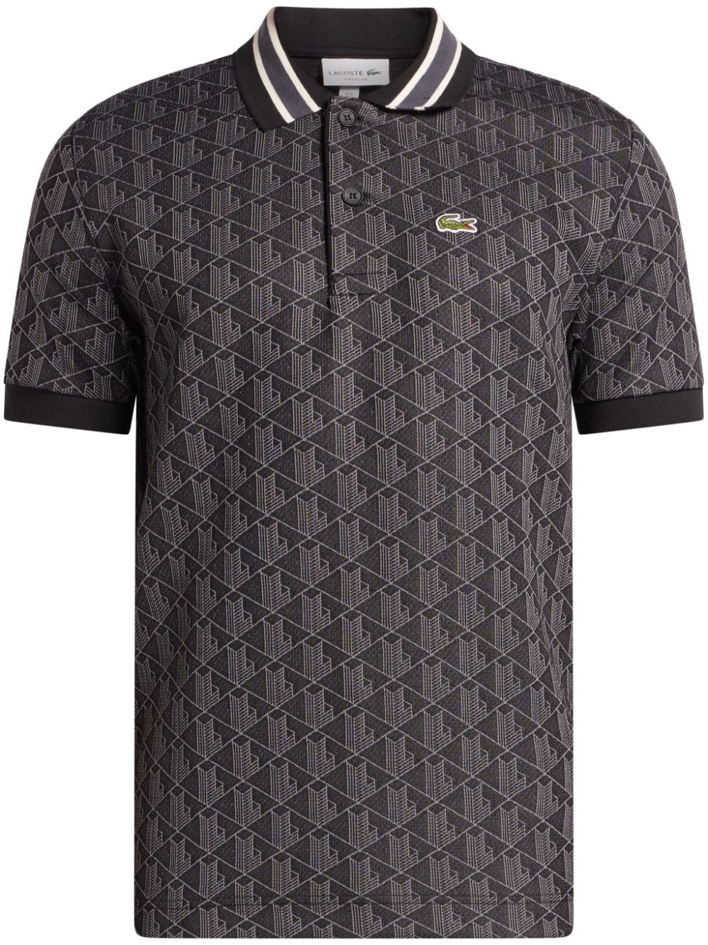Maison-Kitsune Polo Shirts Men Lacoste monogram-jacquard Polo Shirt Black