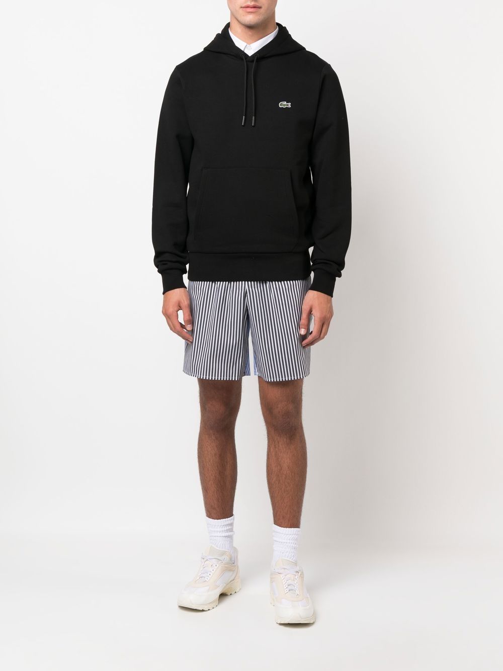 Lacoste logo-patch Cotton Hoodie Black Men Hoodies Maison-Kitsune