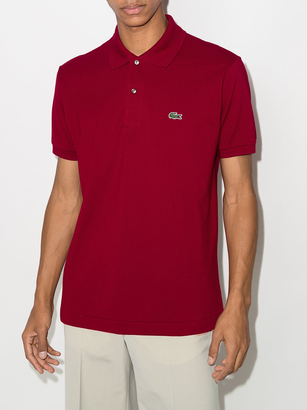 Maison-Kitsune Polo Shirts Men Lacoste logo-embroidered short-sleeve Polo Shirt Red