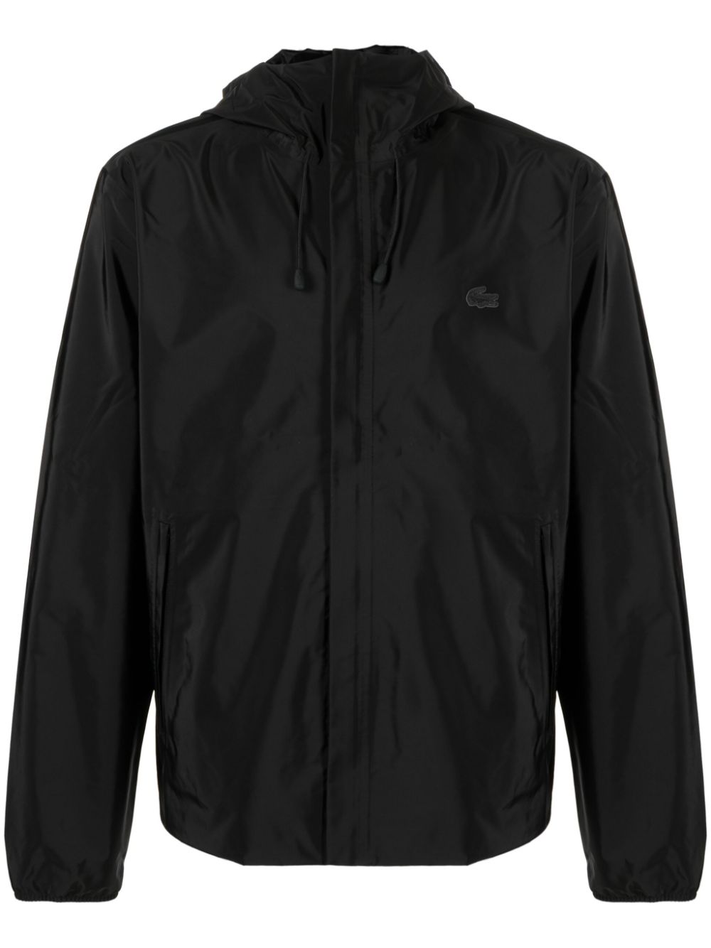 Men Hooded Jackets Maison-Kitsune Lacoste logo-patch Waterproof Hooded Jacket Black