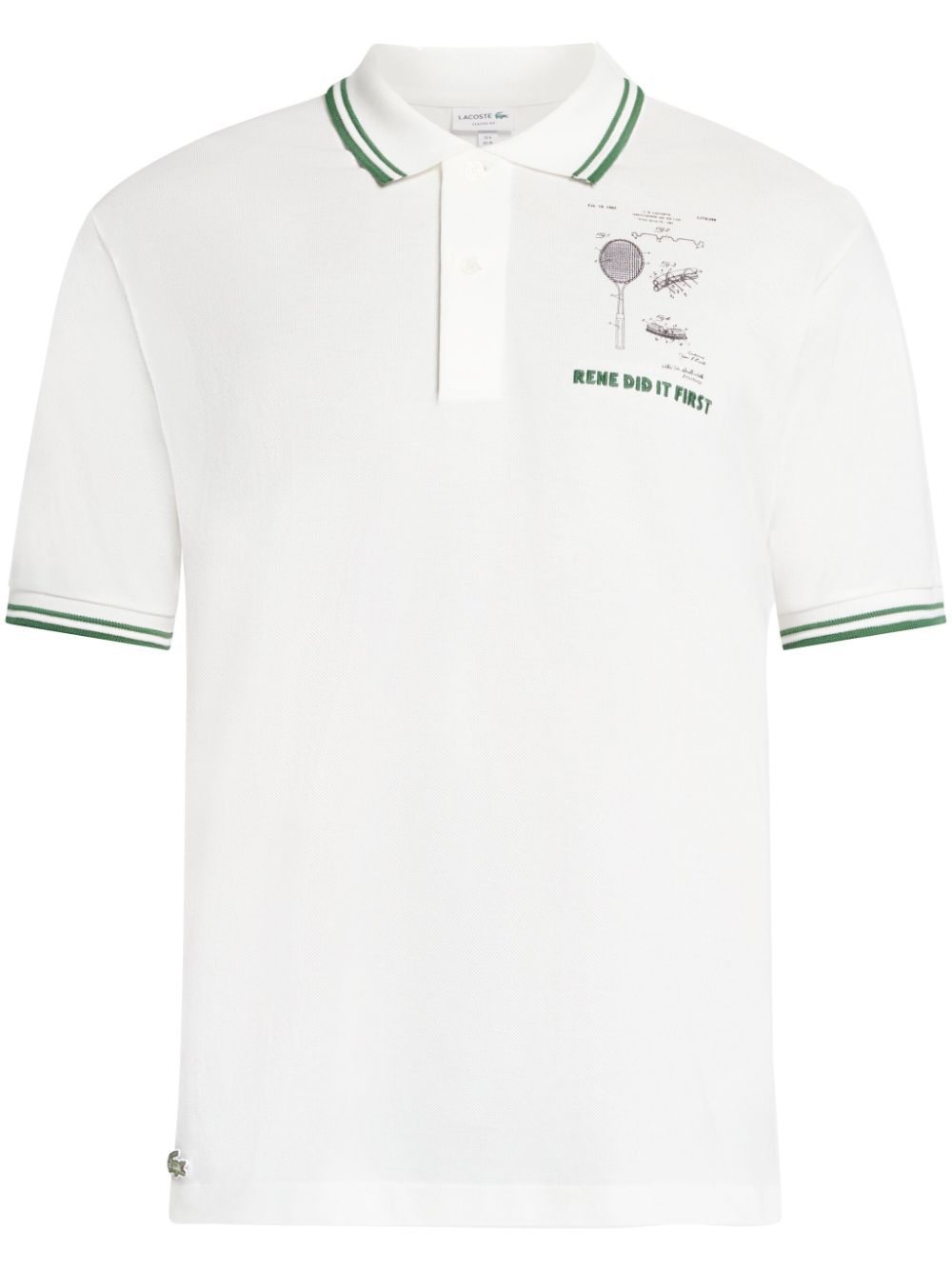 Maison-Kitsune Lacoste slogan-embroidered Cotton Polo Shirt White Men Polo Shirts