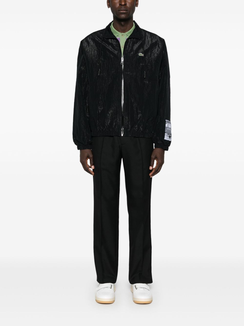 Lacoste logo-patch Cropped Jacket Black Men Lightweight Jackets Maison-Kitsune