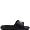 Maison-Kitsune Lacoste Croco 1.0 logo-embossed Slides Blue Men Flip Flops & Slides