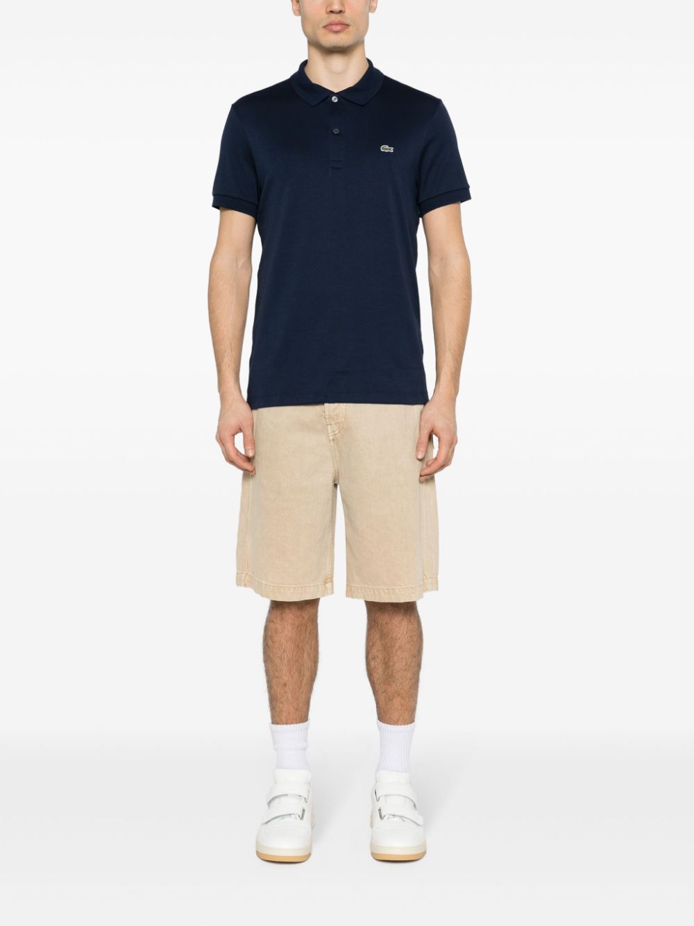 Maison-Kitsune Lacoste logo-patch Cotton Polo Shirt Blue Men Polo Shirts