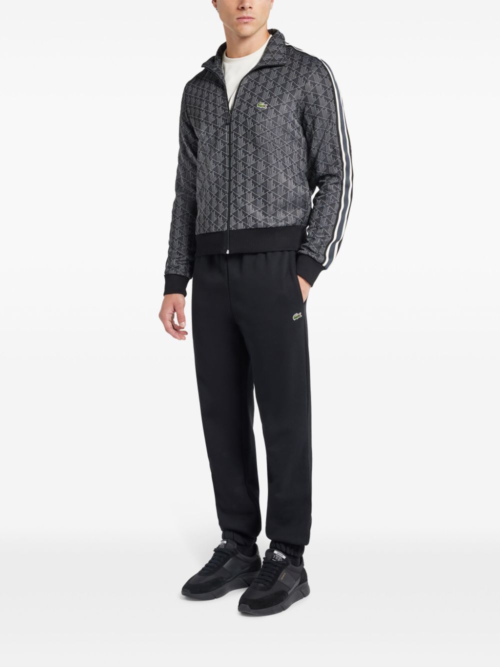 Lacoste Paris-monogram zip-up Sweatshirt Black Maison-Kitsune Men Sweatshirts