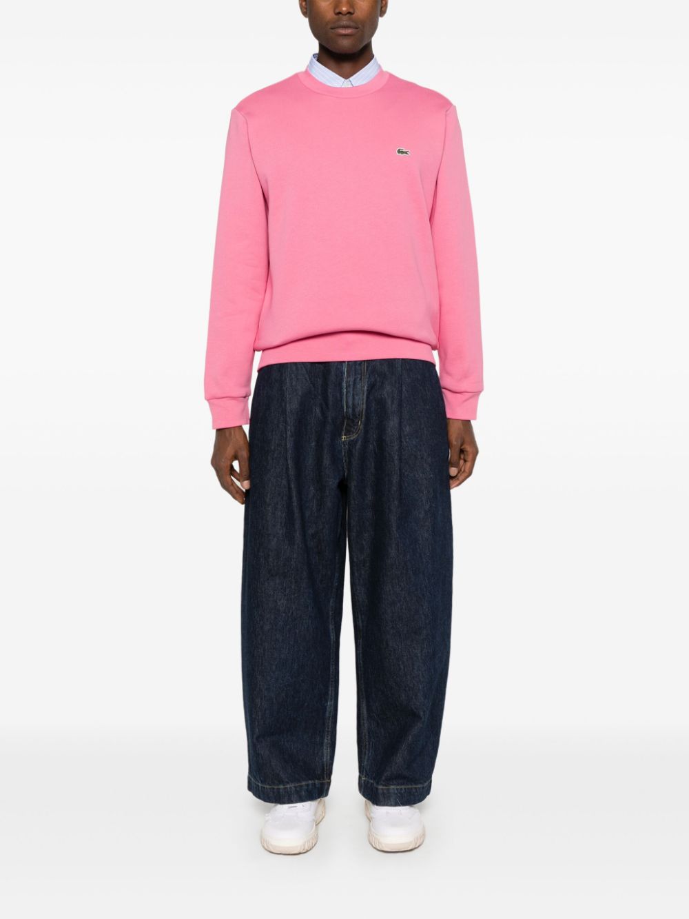 Men Sweatshirts Maison-Kitsune Lacoste Fleece crew-neck Sweatshirt Pink