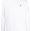 Maison-Kitsune Shirts Men Lacoste logo-embroidered Poplin Cotton Shirt White
