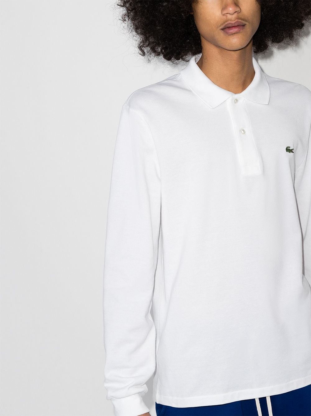 Maison-Kitsune Lacoste logo-patch long-sleeve Polo Shirt White Men Polo Shirts