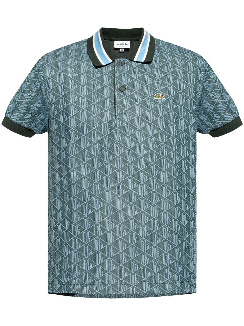 Maison-Kitsune Lacoste Monogram Pattern Polo Shirt Green Men Polo Shirts