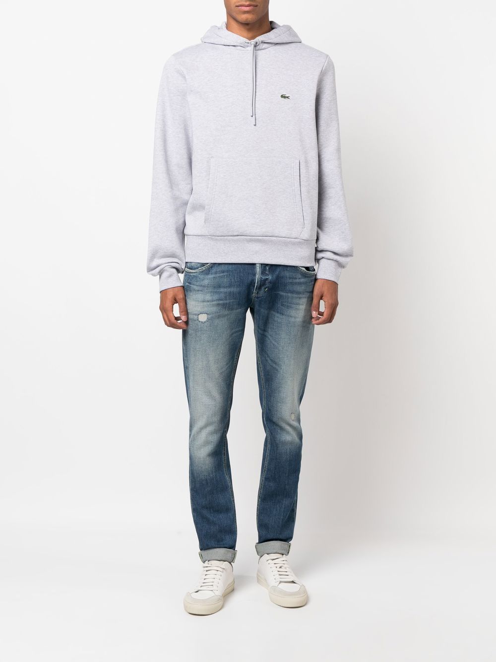 Lacoste logo-patch Fleece Hoodie Grey Maison-Kitsune Men Hoodies