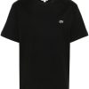 Maison-Kitsune T-Shirts Men Lacoste logo-patch Cotton T-shirt Black