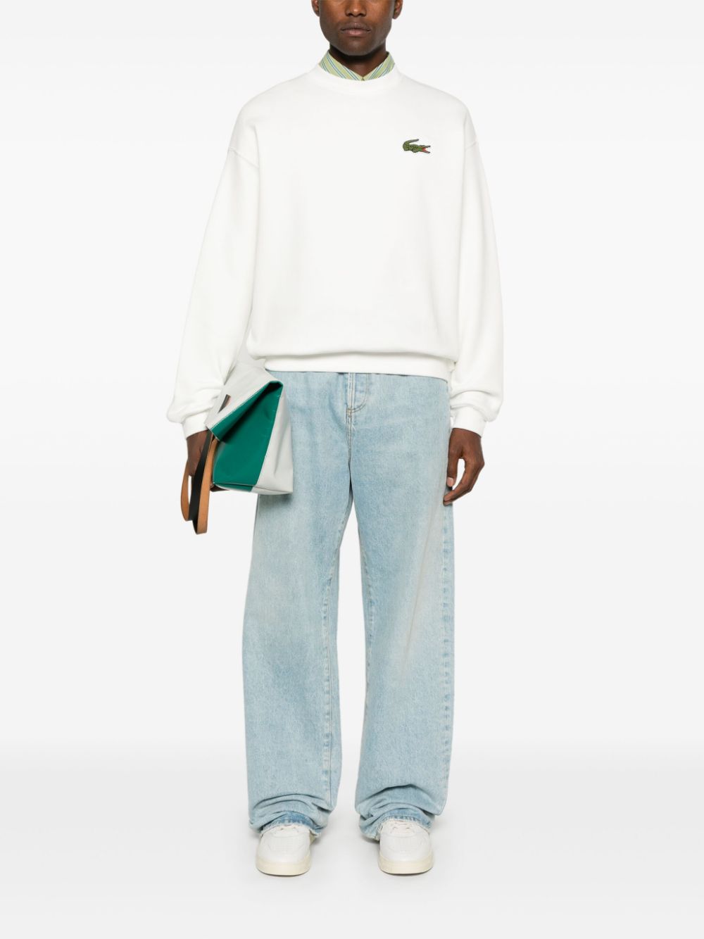 Lacoste logo-patch Sweatshirt White Maison-Kitsune Men Sweatshirts