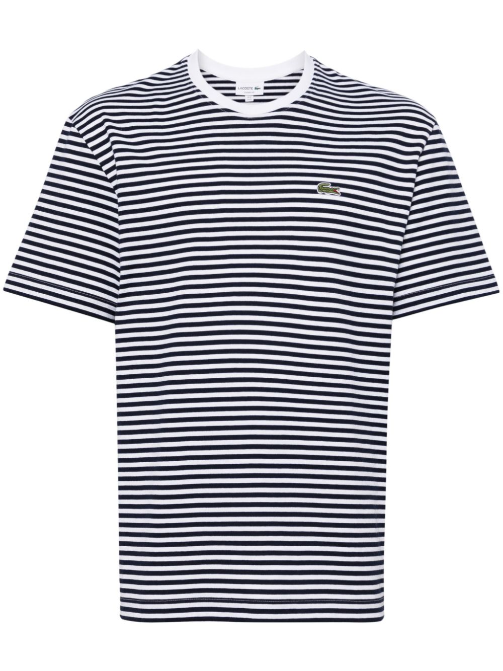Maison-Kitsune Lacoste Striped Cotton T-shirt Blue Men T-Shirts