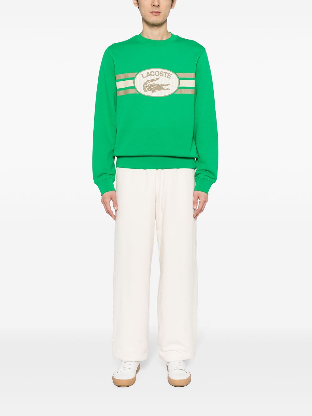 Men Sweatshirts Maison-Kitsune Lacoste logo-print Cotton Sweatshirt Green