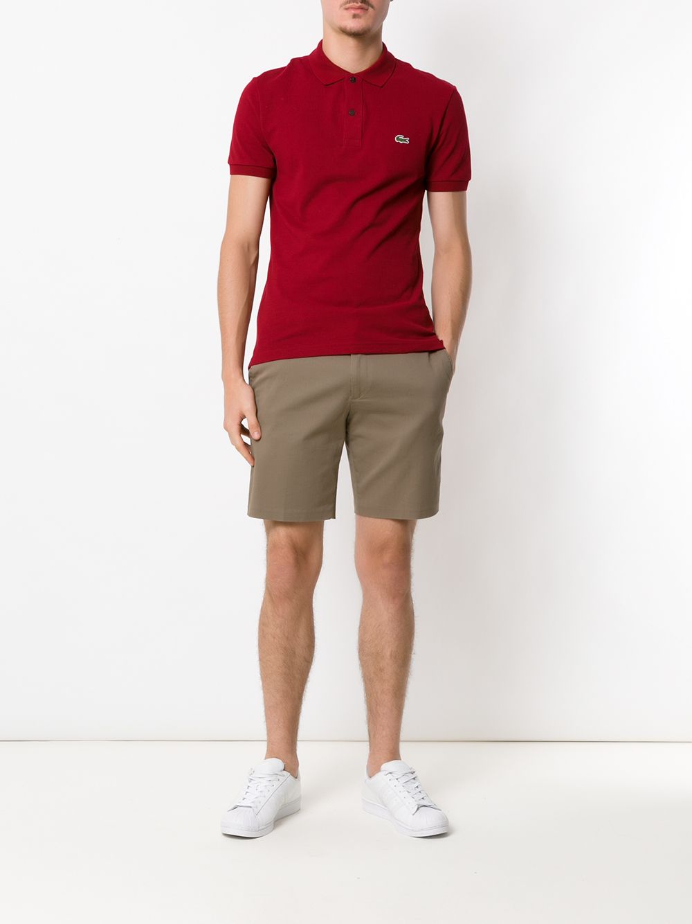 Lacoste Logo Patch Polo Shirt Red Men Polo Shirts Maison-Kitsune