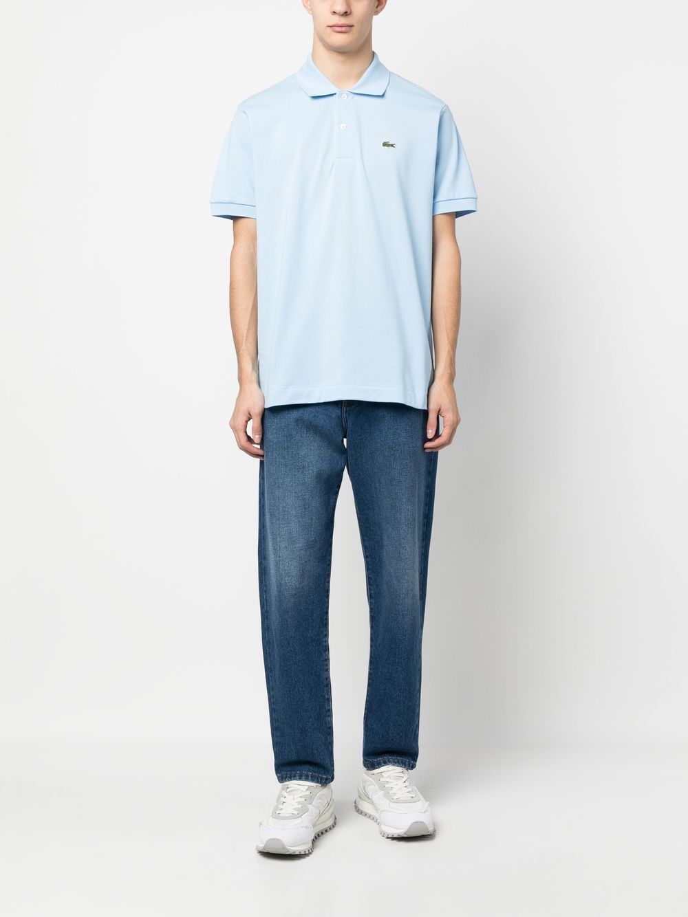 Maison-Kitsune Polo Shirts Men Lacoste logo-patch Polo Shirt Blue