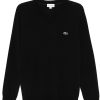 Men Knitted Sweaters Maison-Kitsune Lacoste V-neck Sweater Black