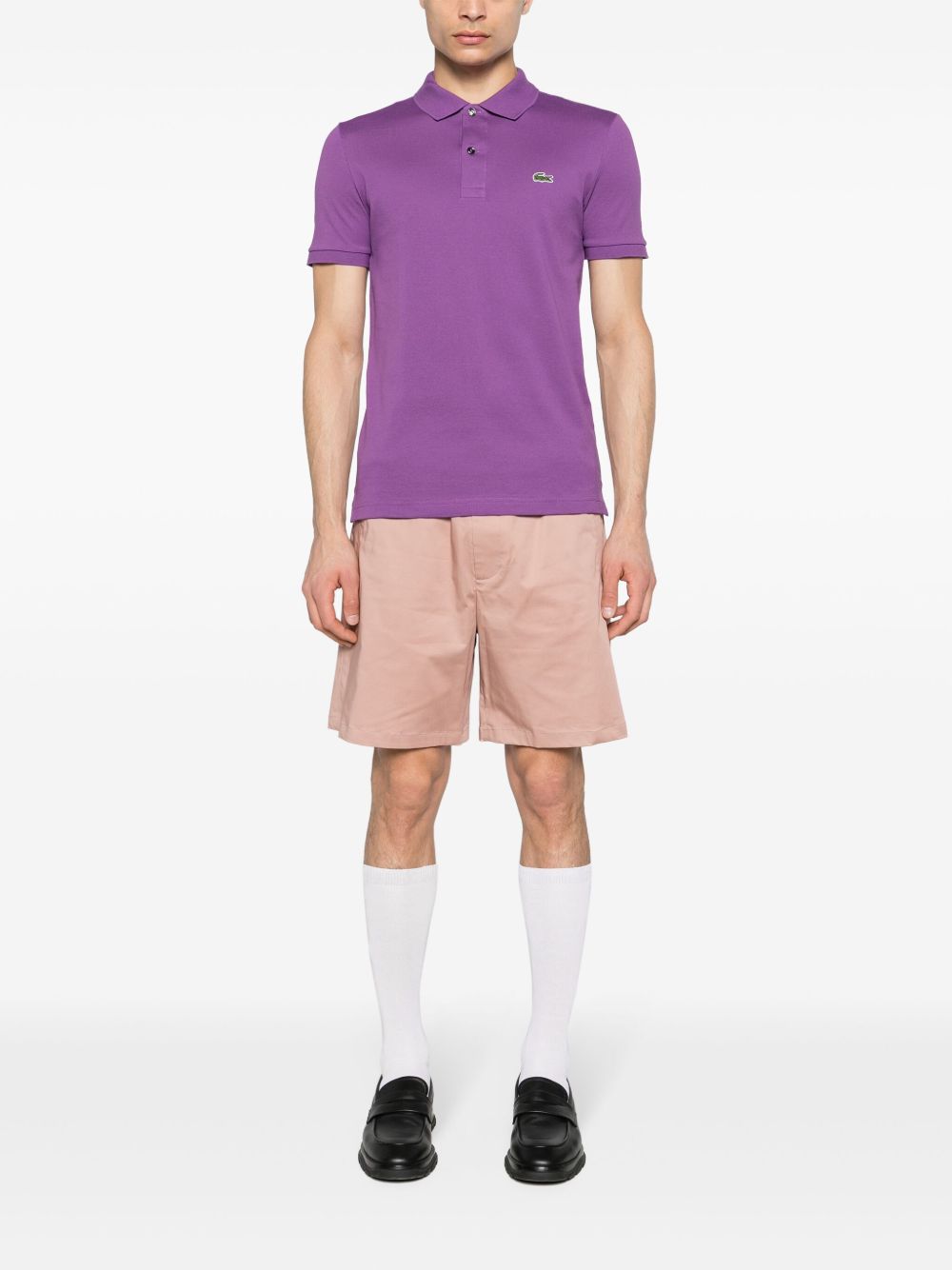 Maison-Kitsune Lacoste logo-patch Cotton Polo Shirt Purple Men Polo Shirts