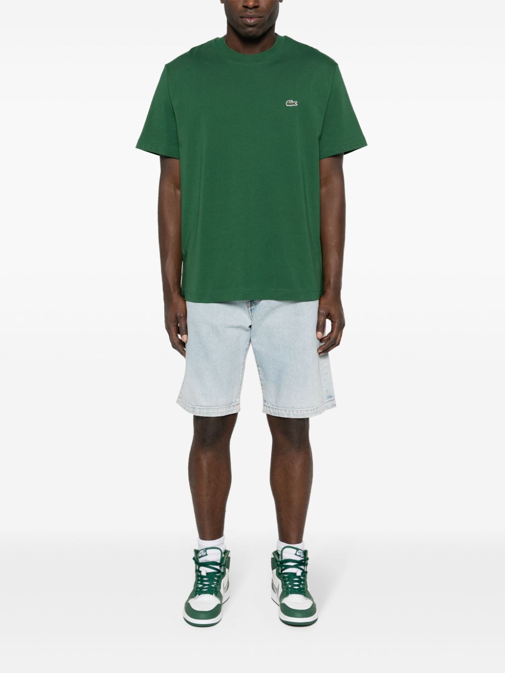 Lacoste logo-patch Cotton T-shirt Green Men T-Shirts Maison-Kitsune