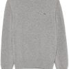 Men Knitted Sweaters Maison-Kitsune Lacoste carded-wool crew-neck Sweater Grey