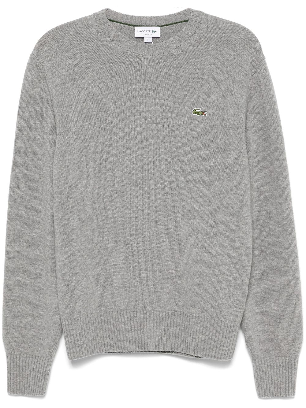 Men Knitted Sweaters Maison-Kitsune Lacoste carded-wool crew-neck Sweater Grey