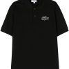 Maison-Kitsune Polo Shirts Men Lacoste logo-patch Cotton Polo Shirt Black