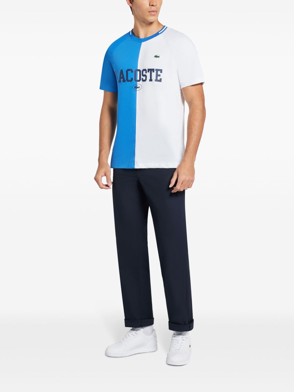 Lacoste two-tone logo-print T-shirt White Men T-Shirts Maison-Kitsune