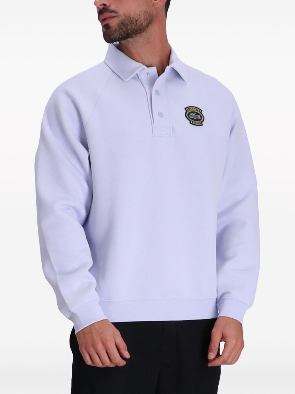 Maison-Kitsune Lacoste logo-appliqué polo-collar Sweatshirt Blue Men Sweatshirts
