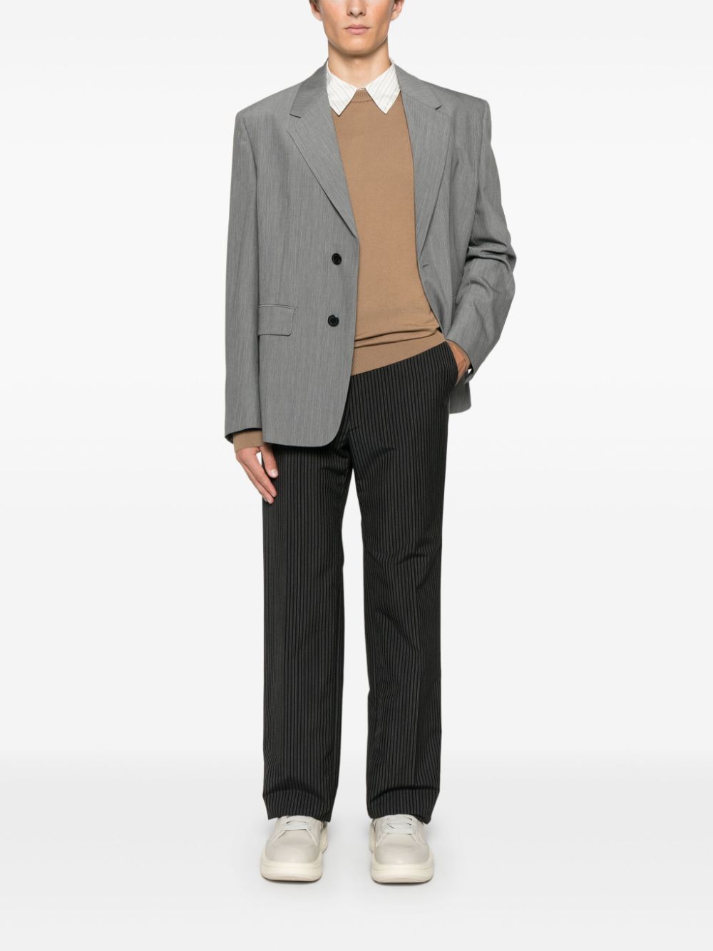 Maison-Kitsune Lacoste crocodile-patch Sweater Brown Men Knitted Sweaters