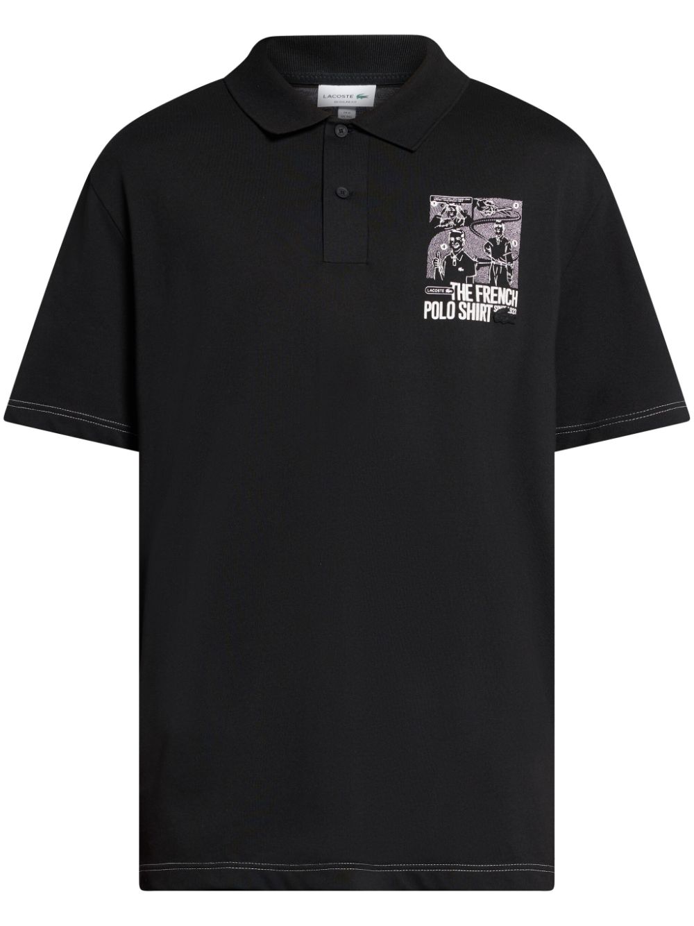 Maison-Kitsune Polo Shirts Men Lacoste Movement graphic-print Polo Shirt Black