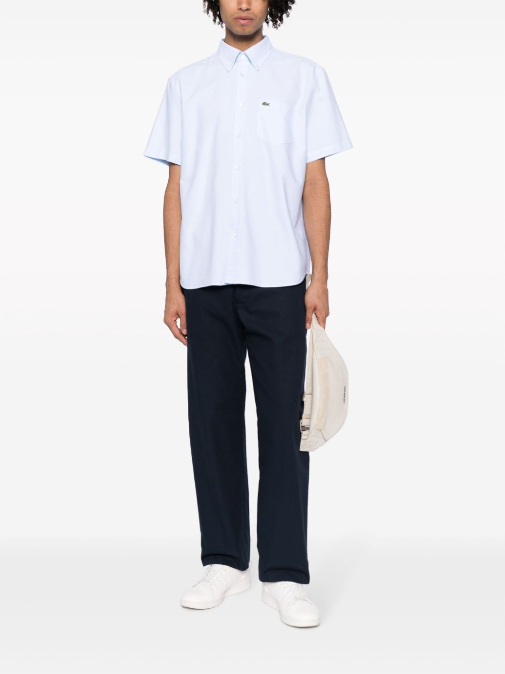 Lacoste logo-patch Cotton Shirt Blue Men Shirts Maison-Kitsune