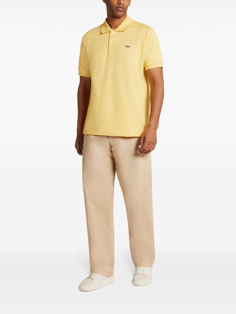 Men Polo Shirts Maison-Kitsune Lacoste logo-embroidered Cotton Polo Shirt Yellow
