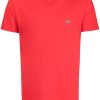 Lacoste logo-embroidered Cotton T-shirt Red Men T-Shirts Maison-Kitsune