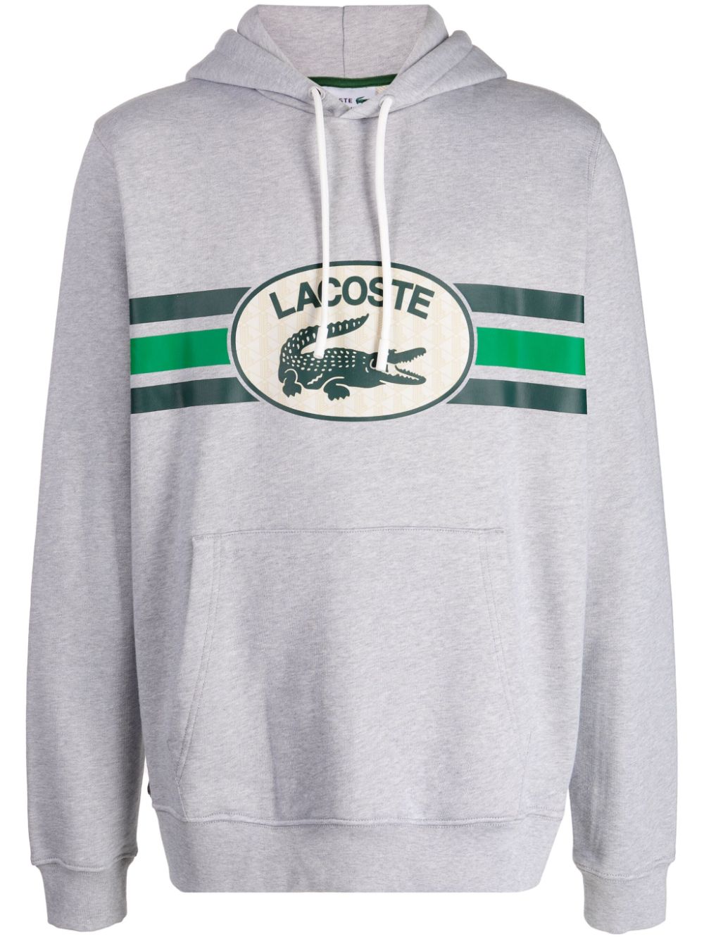 Maison-Kitsune Lacoste logo-print Cotton Hoodie Grey Men Hoodies